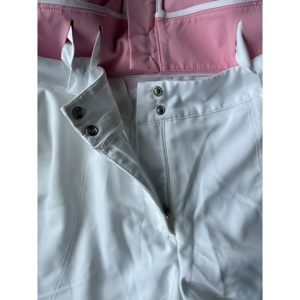 Nike Golf  Dri Fit Skort Women 12 Pink White Belted Stretch Athletic Lightweight - Picture 4 of 16